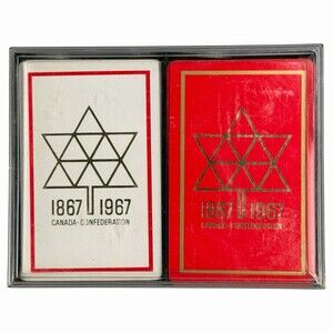 Canada Centennial Confederation Playing Cards 2 Deck Collector Set Red White VTG